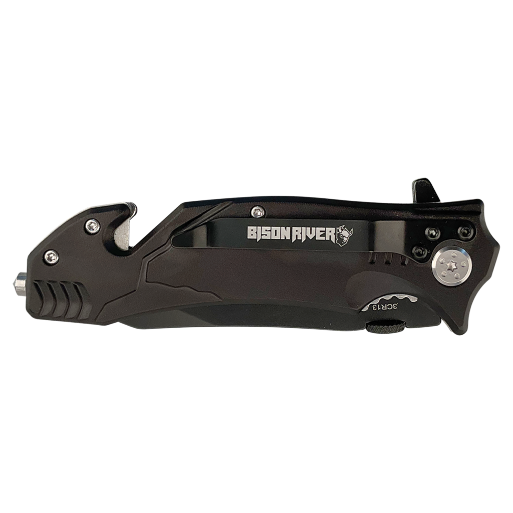 Bison River 4 1/2" Black Rescue Knife