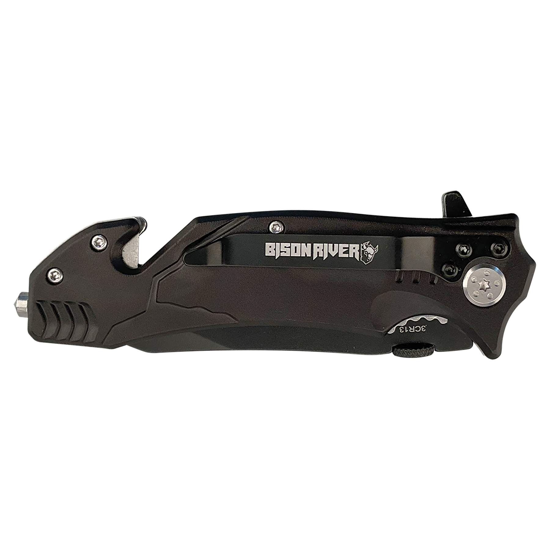 Bison River 4 1/2" Black Rescue Knife