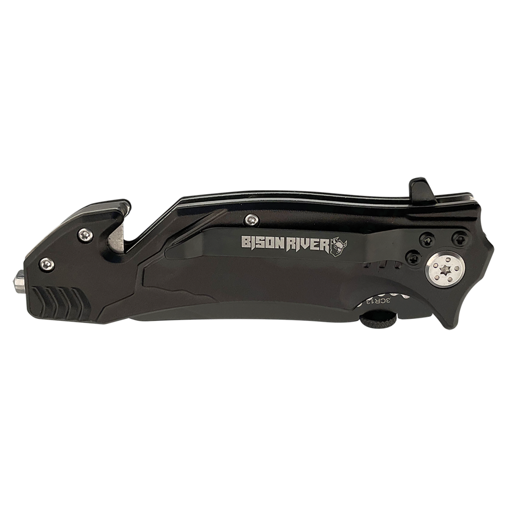 Bison River 4 1/2" Black Rescue Knife