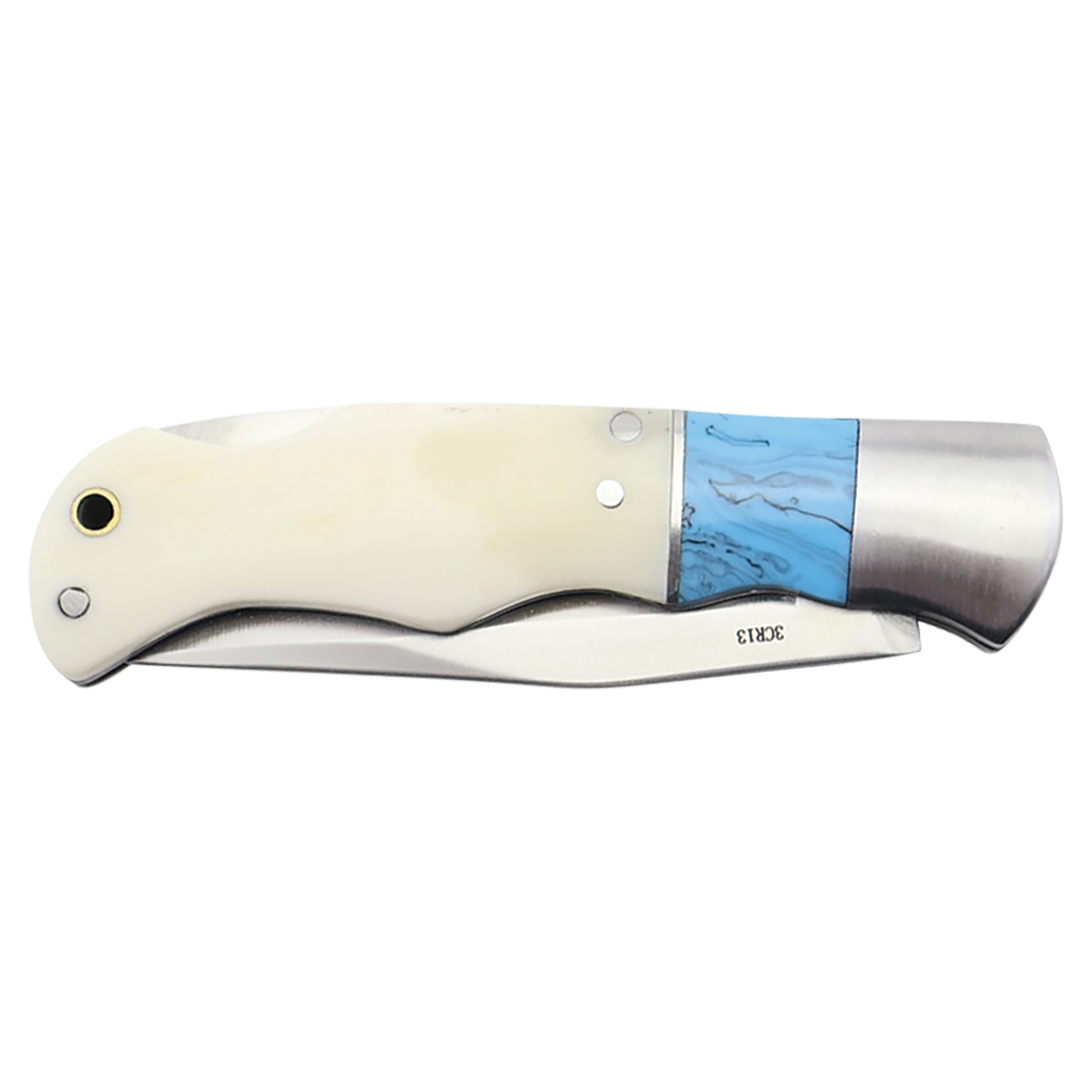 Bison River 3 1/2" Blue/Bone Folding Knife