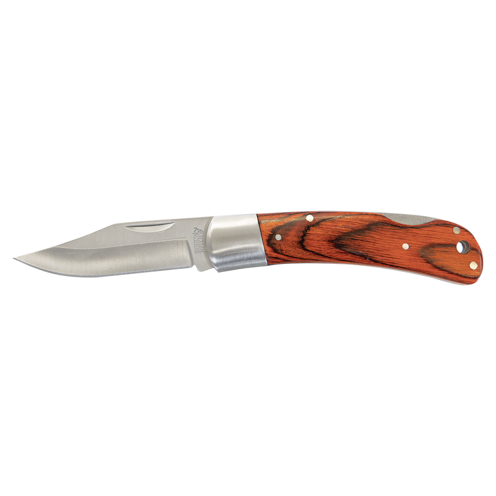 Bison River 4" Wood Folding Knife with Leather Sheath