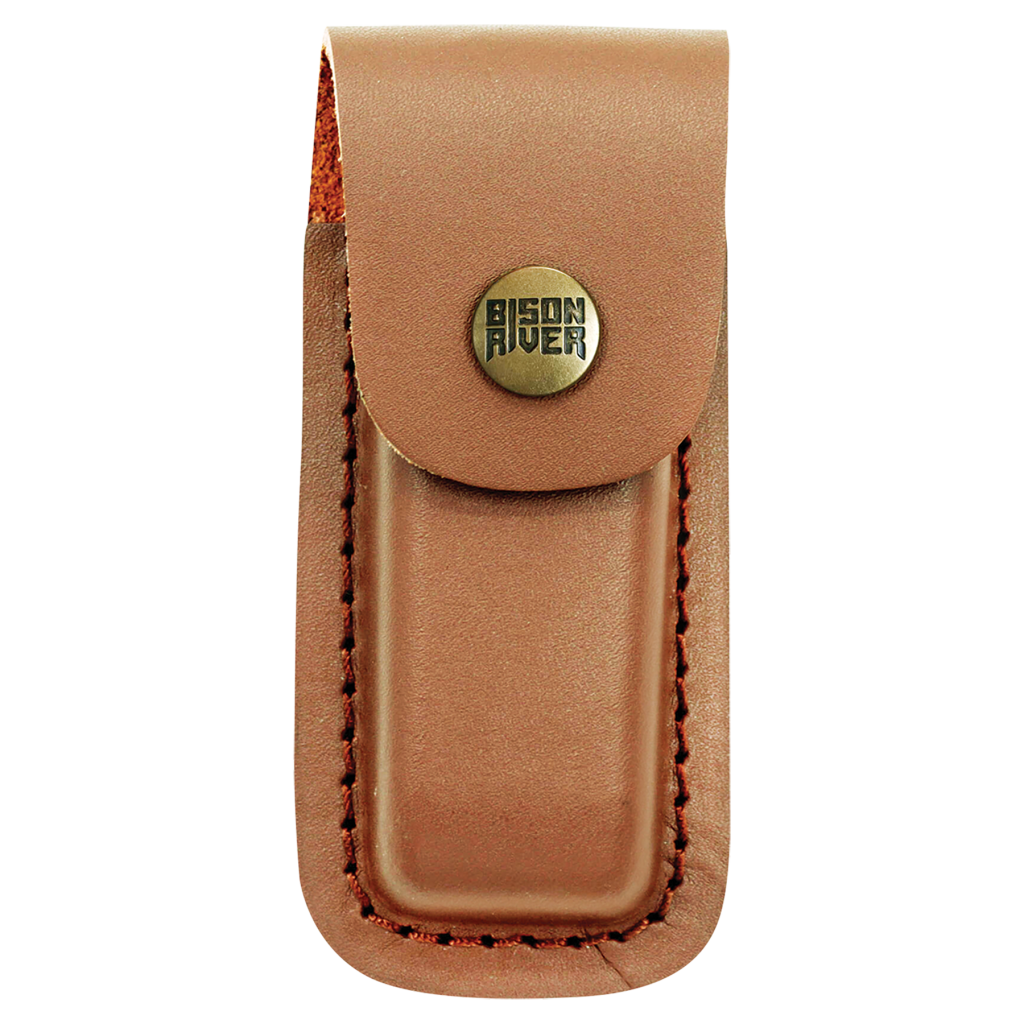 Bison River 4" Wood Folding Knife with Leather Sheath