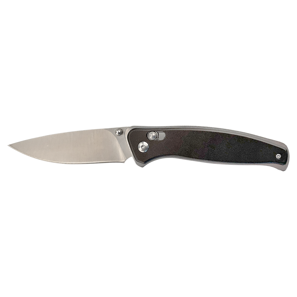 Bison River 4 1/2" Black Button Lock Folding Knife with Clip