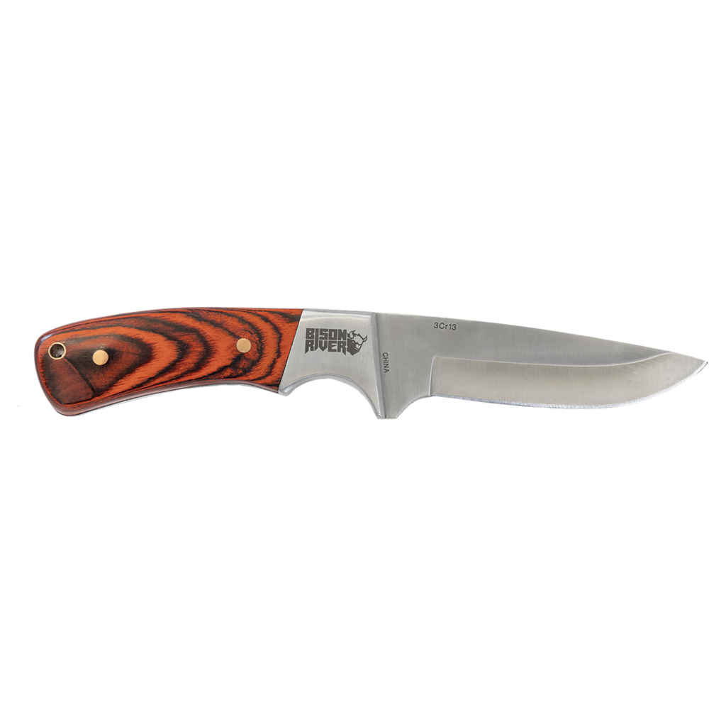 Bison River 7 3/4" Fixed Blade Wood Knife with Leather Sheath