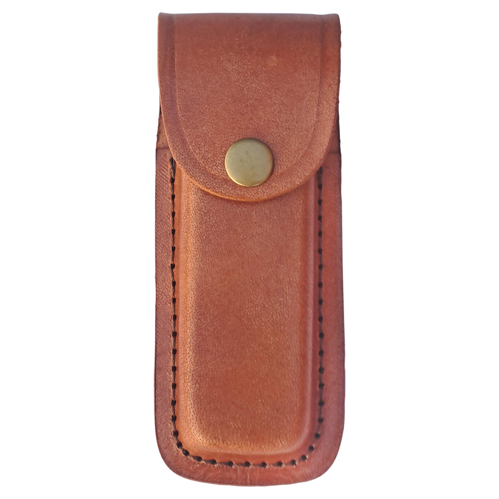 Bison River Leather Sheath with Snap Closure for Folding Knife up to 5" Long Closed