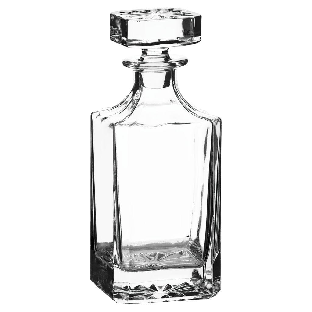 750ml Square Glass Decanter with Black Gift Box and Printed Paper Sleeve