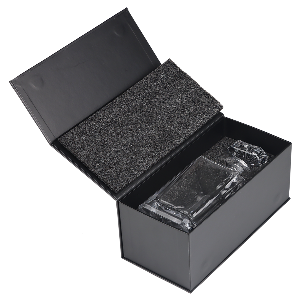 750ml Square Glass Decanter with Black Gift Box and Printed Paper Sleeve