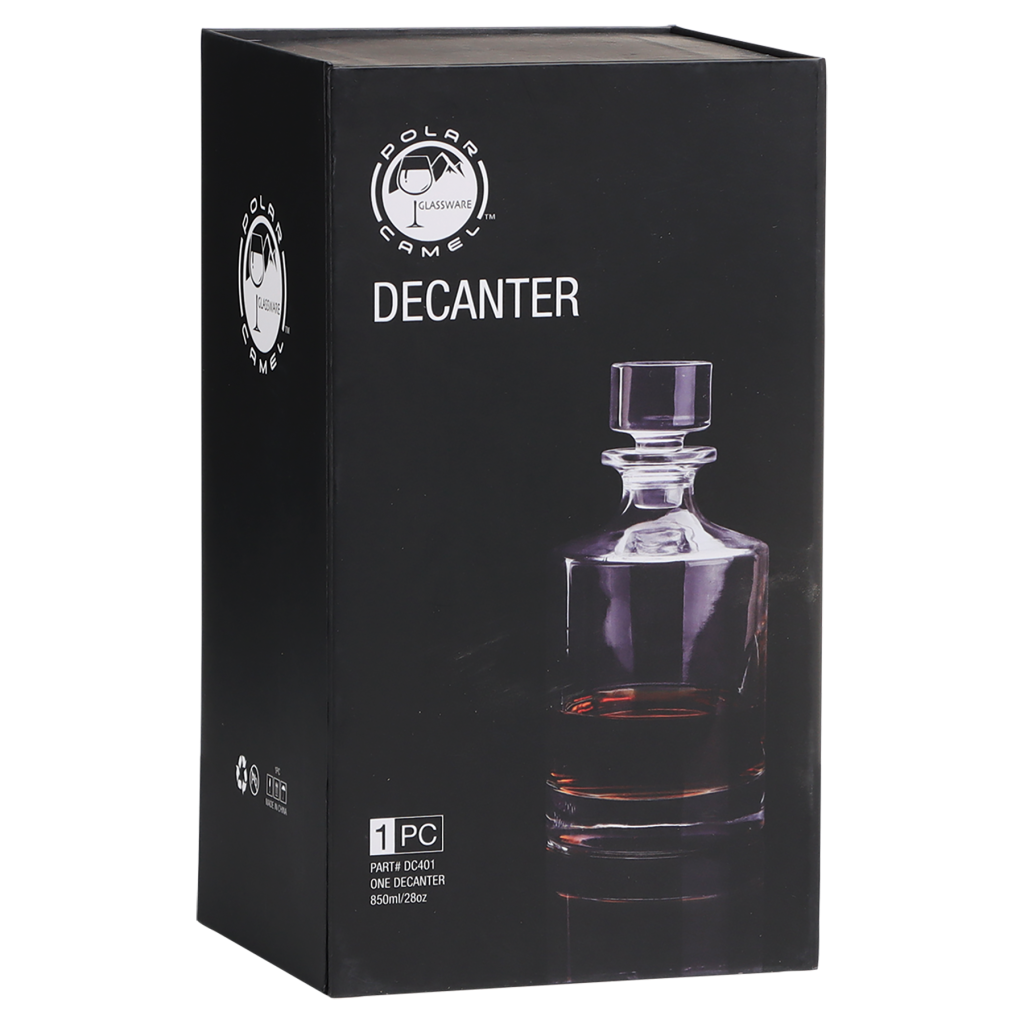 850ml Round Glass Decanter with Printed Gift Box