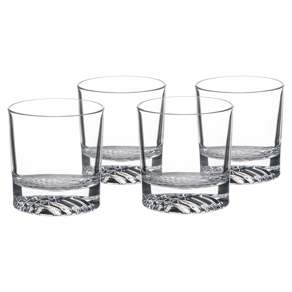 9 oz. Round Rocks Glass Sold in Sets of 4 Comes in a Black Printed Gift Box