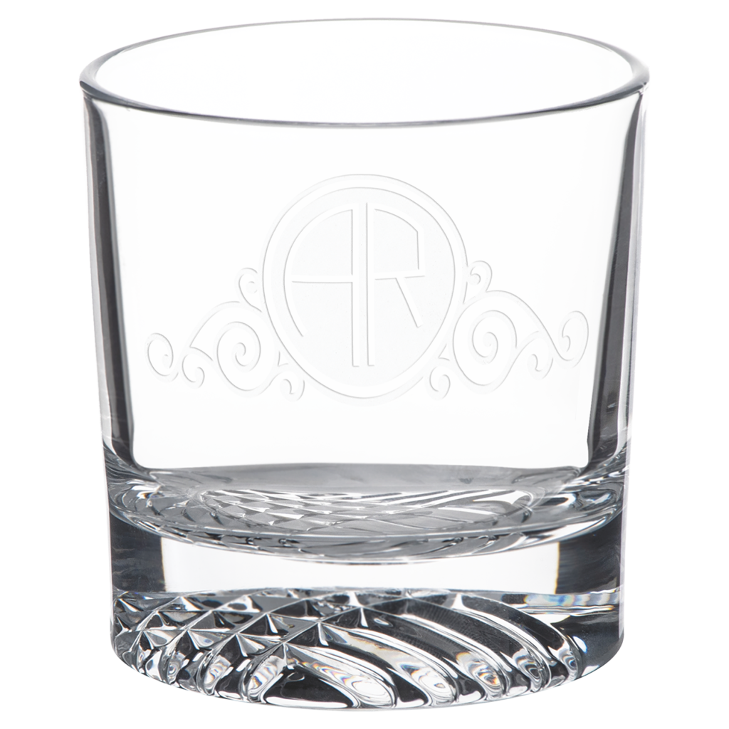 9 oz. Round Rocks Glass Sold in Sets of 4 Comes in a Black Printed Gift Box