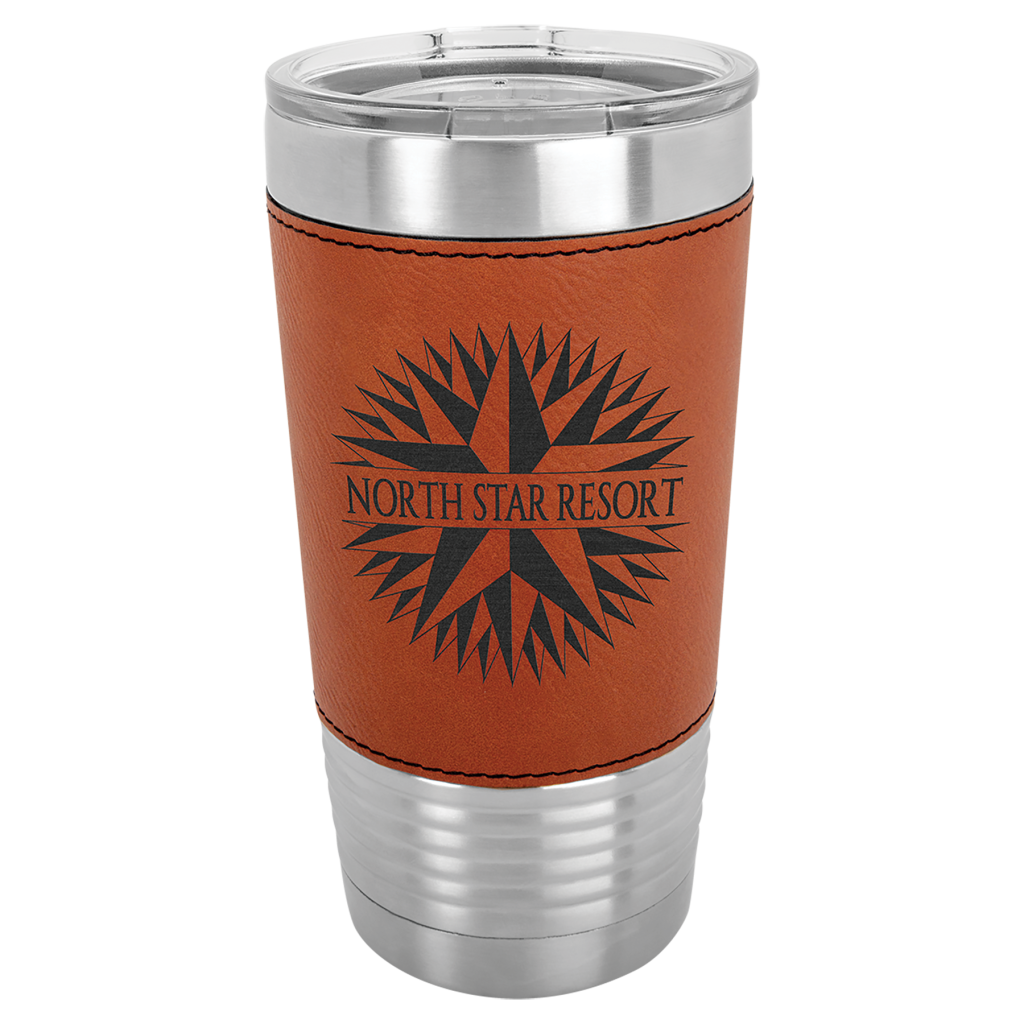 Polar Camel 20 oz. Rawhide Laserable Leatherette Tumbler with Clear Lid