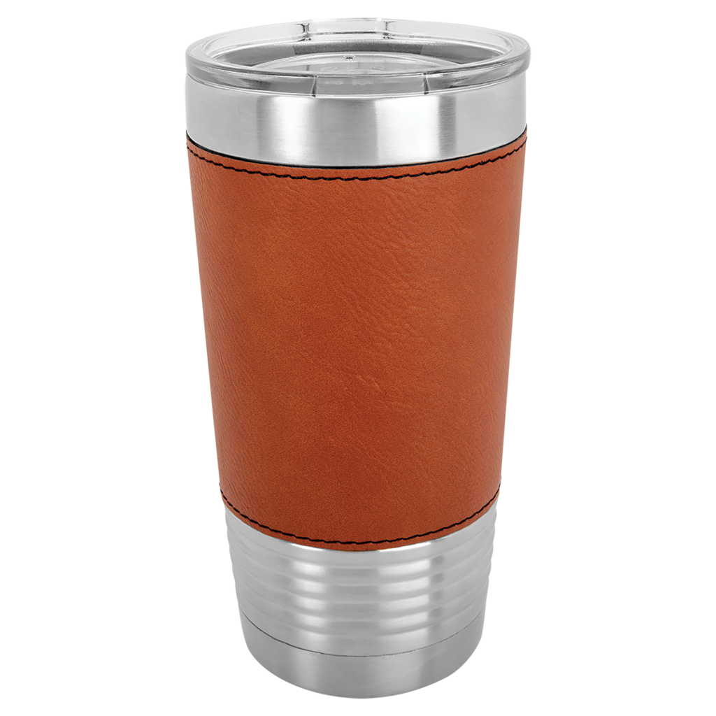Polar Camel 20 oz. Rawhide Laserable Leatherette Tumbler with Clear Lid