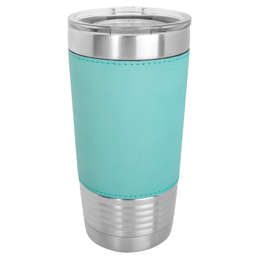 Polar Camel 20 oz. Teal Laserable Leatherette Tumbler with Clear Lid