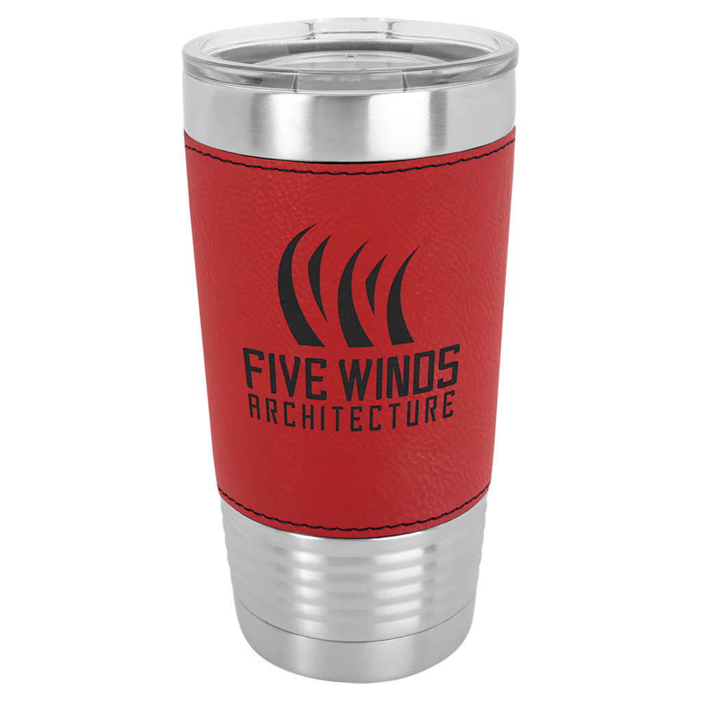 Polar Camel 20 oz. Red Laserable Leatherette Tumbler with Clear Lid