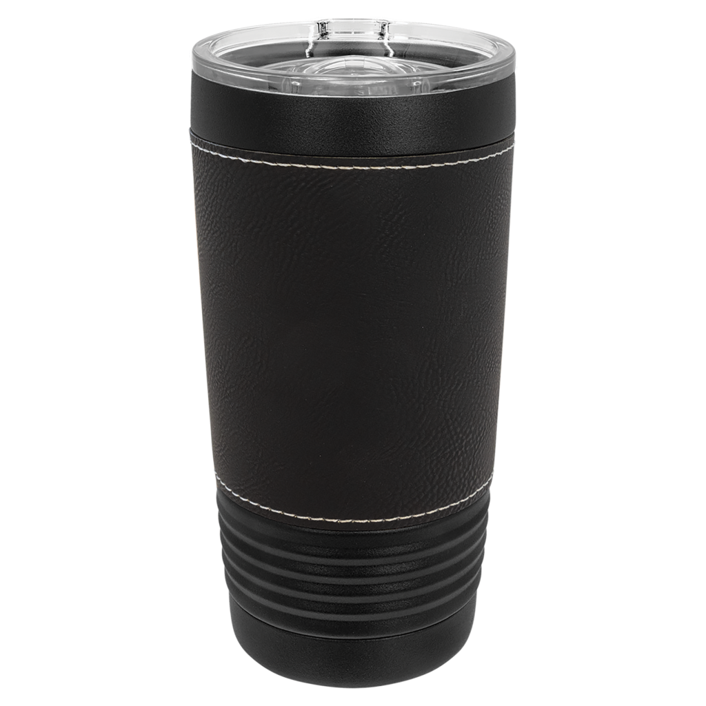 Polar Camel 20 oz. Black with Black/Silver Leatherette Tumbler with Slider Lid