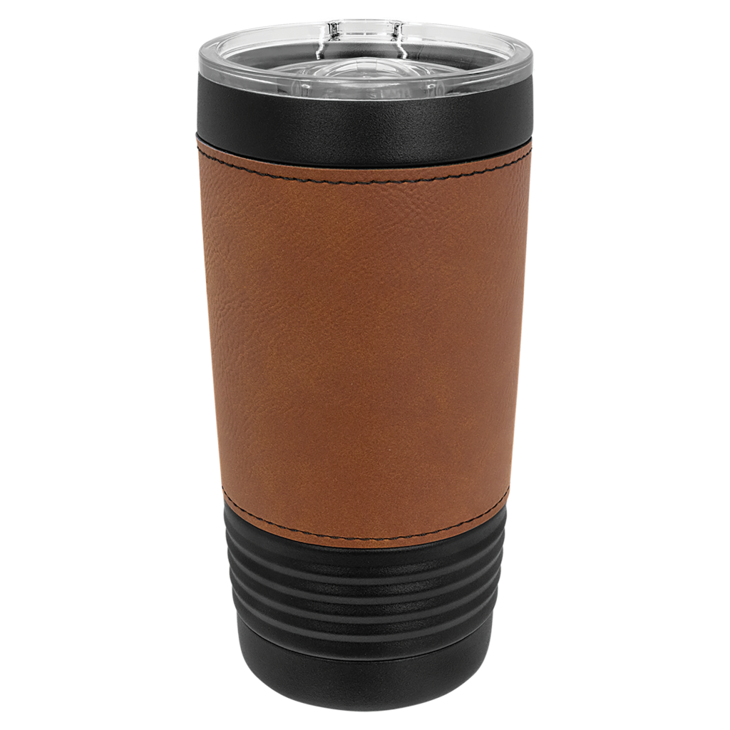 Polar Camel 20 oz. Black with Rawhide Leatherette Tumbler with Slider Lid