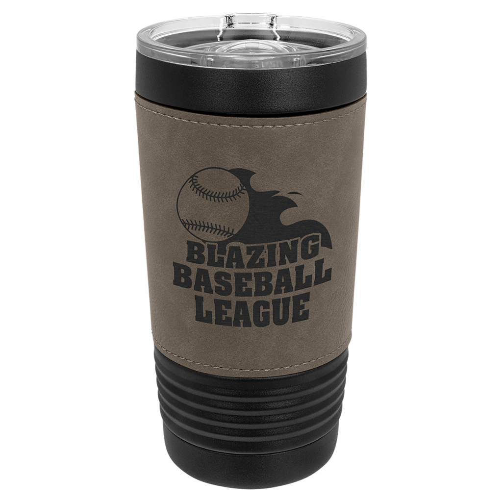 Polar Camel 20 oz. Black with Gray Leatherette Tumbler with Slider Lid