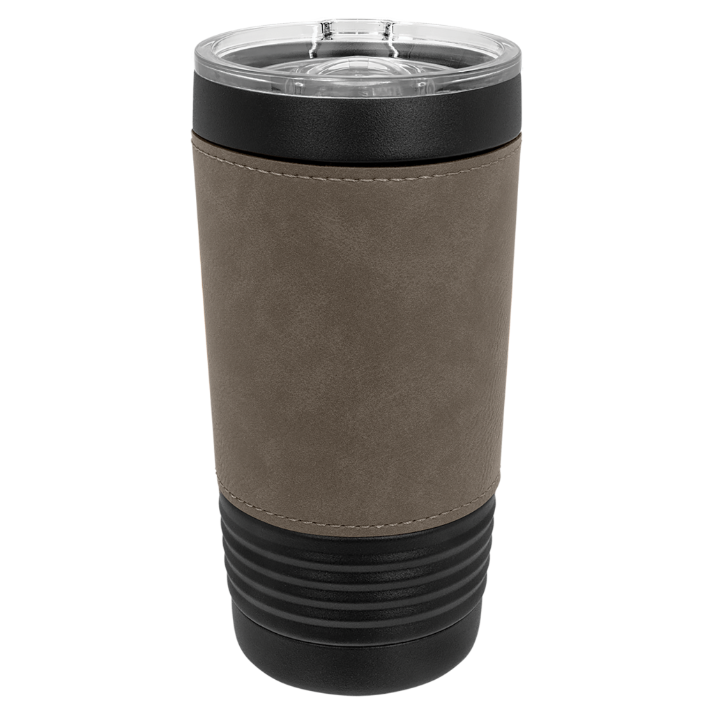 Polar Camel 20 oz. Black with Gray Leatherette Tumbler with Slider Lid