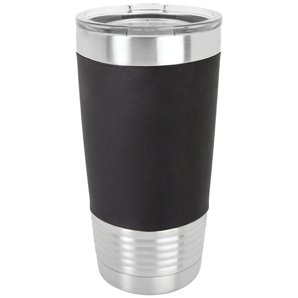 Polar Camel 20 oz. Black/White Tumbler with Silicone Grip and Clear Lid