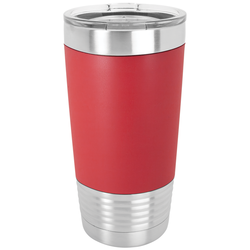 Polar Camel 20 oz. Red/White Tumbler with Silicone Grip and Clear Lid
