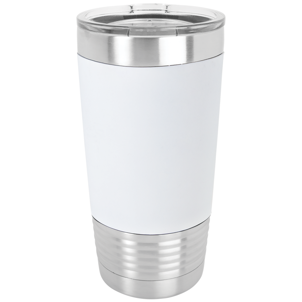 20 oz. Polar Camel White/Black Tumbler with Silicone Grip and Clear Lid