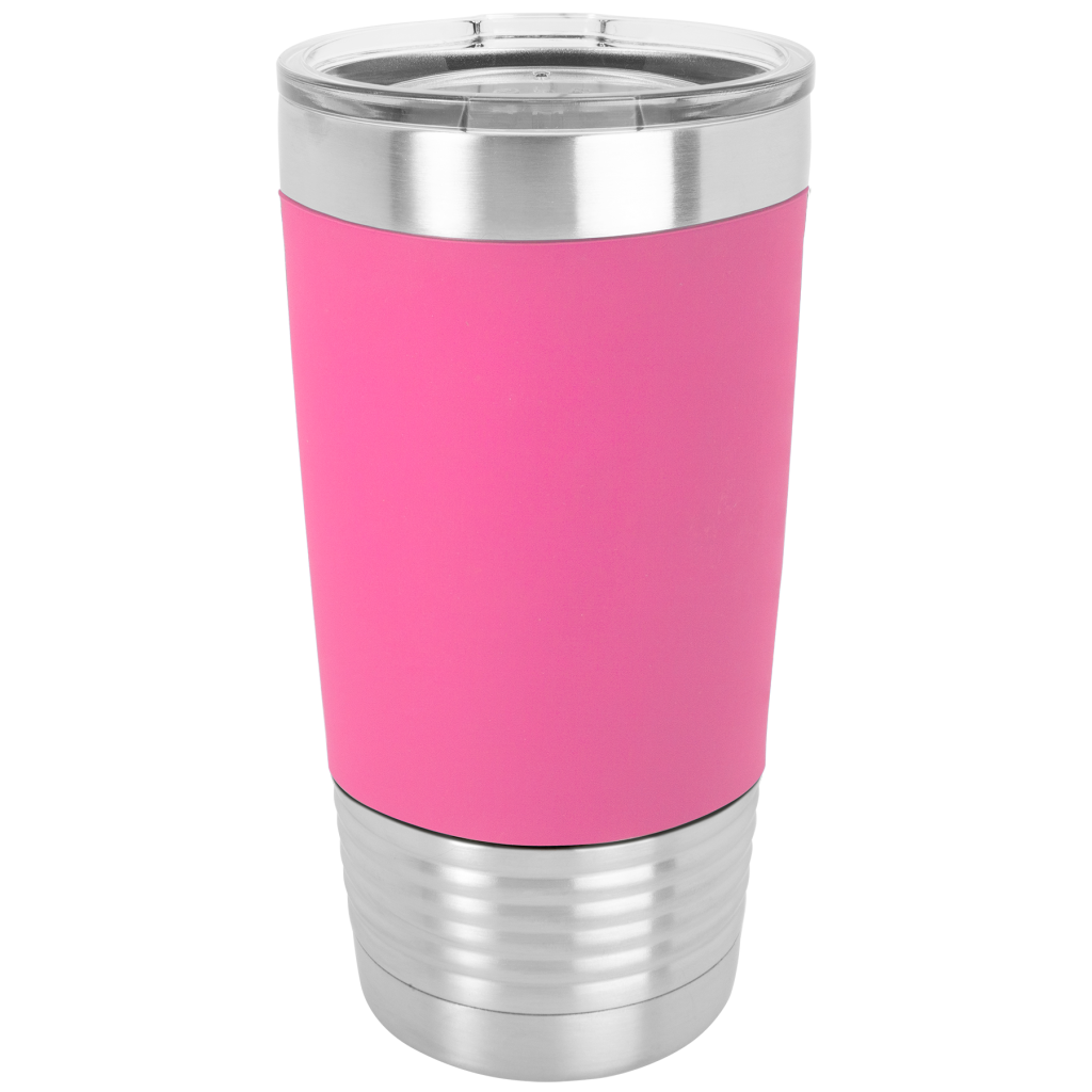 20 oz. Polar Camel Pink/Black Tumbler with Silicone Grip and Clear Lid