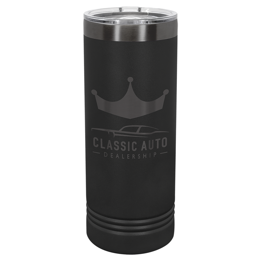 Polar Camel 22 oz. Black/Ghost Black ION-Plated Skinny Tumbler with Slider Lid