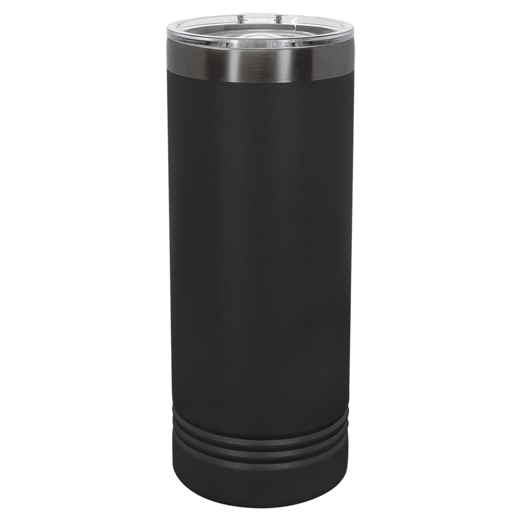 Polar Camel 22 oz. Black/Ghost Black ION-Plated Skinny Tumbler with Slider Lid