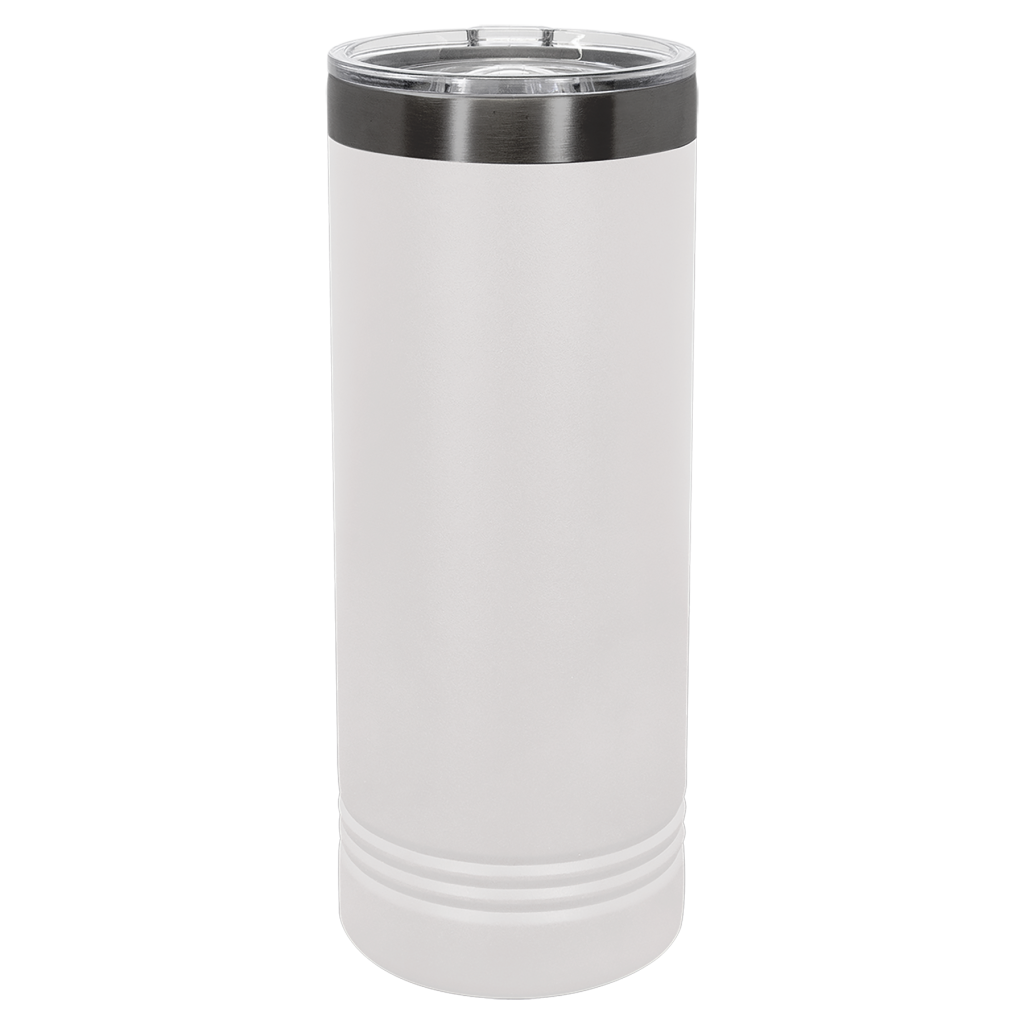 Polar Camel 22 oz. White/Ghost Black ION-Plated Skinny Tumbler with Slider Lid