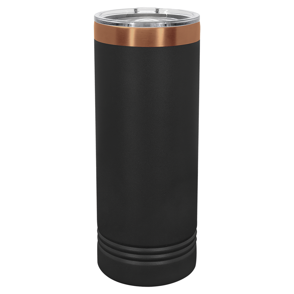 Polar Camel 22 oz. Black/Rose Gold ION-Plated Skinny Tumbler with Slider Lid