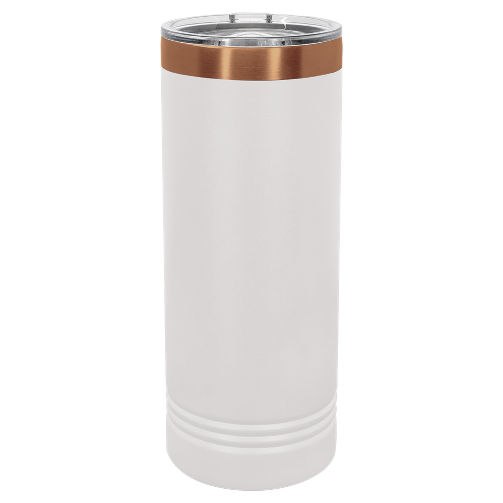 Polar Camel 22 oz. White/Rose Gold ION-Plated Skinny Tumbler with Slider Lid