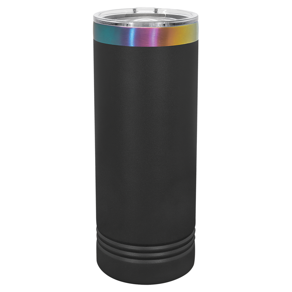 Polar Camel 22 oz. Black/Prism ION-Plated Skinny Tumbler with Slider Lid