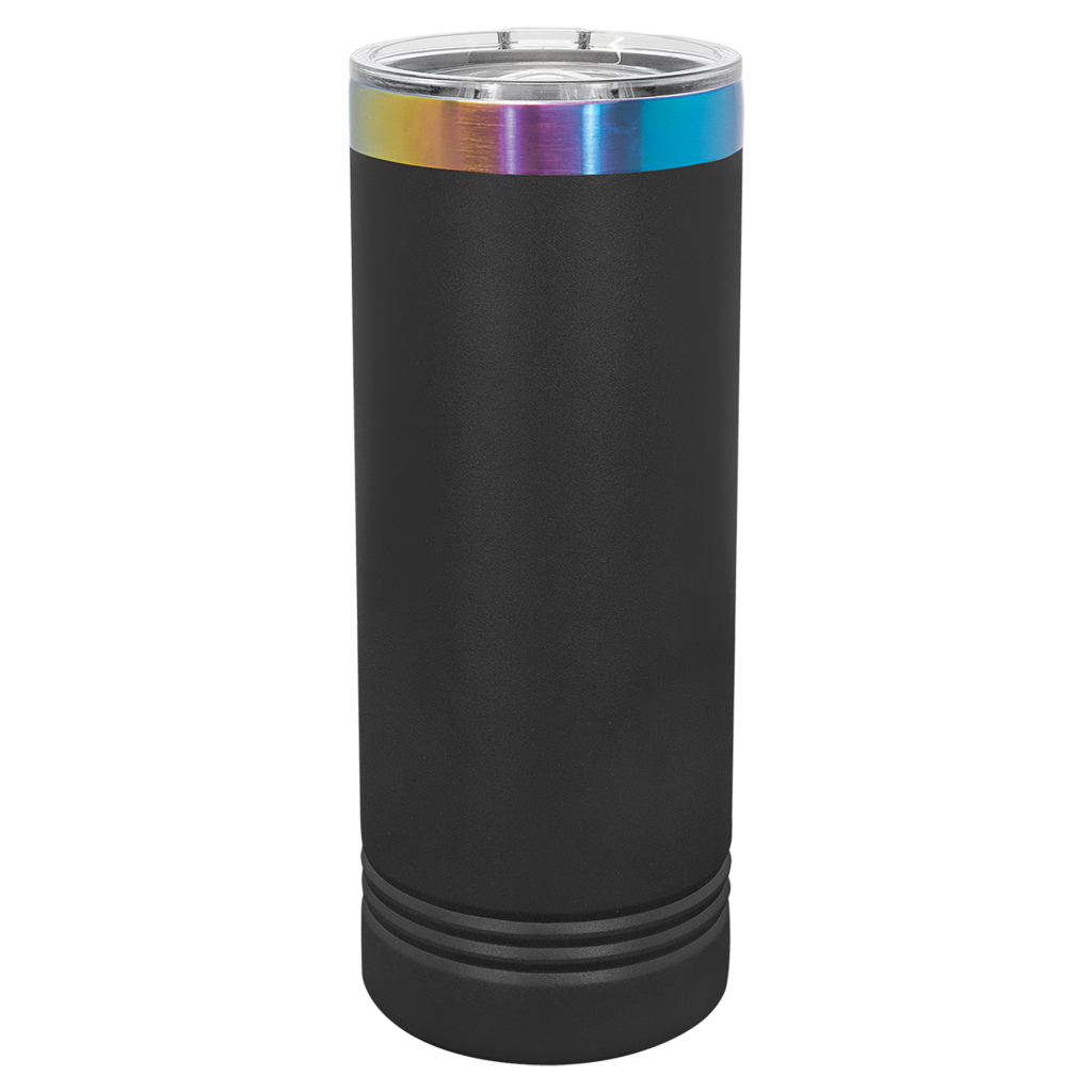 Polar Camel 22 oz. Black/Prism ION-Plated Skinny Tumbler with Slider Lid