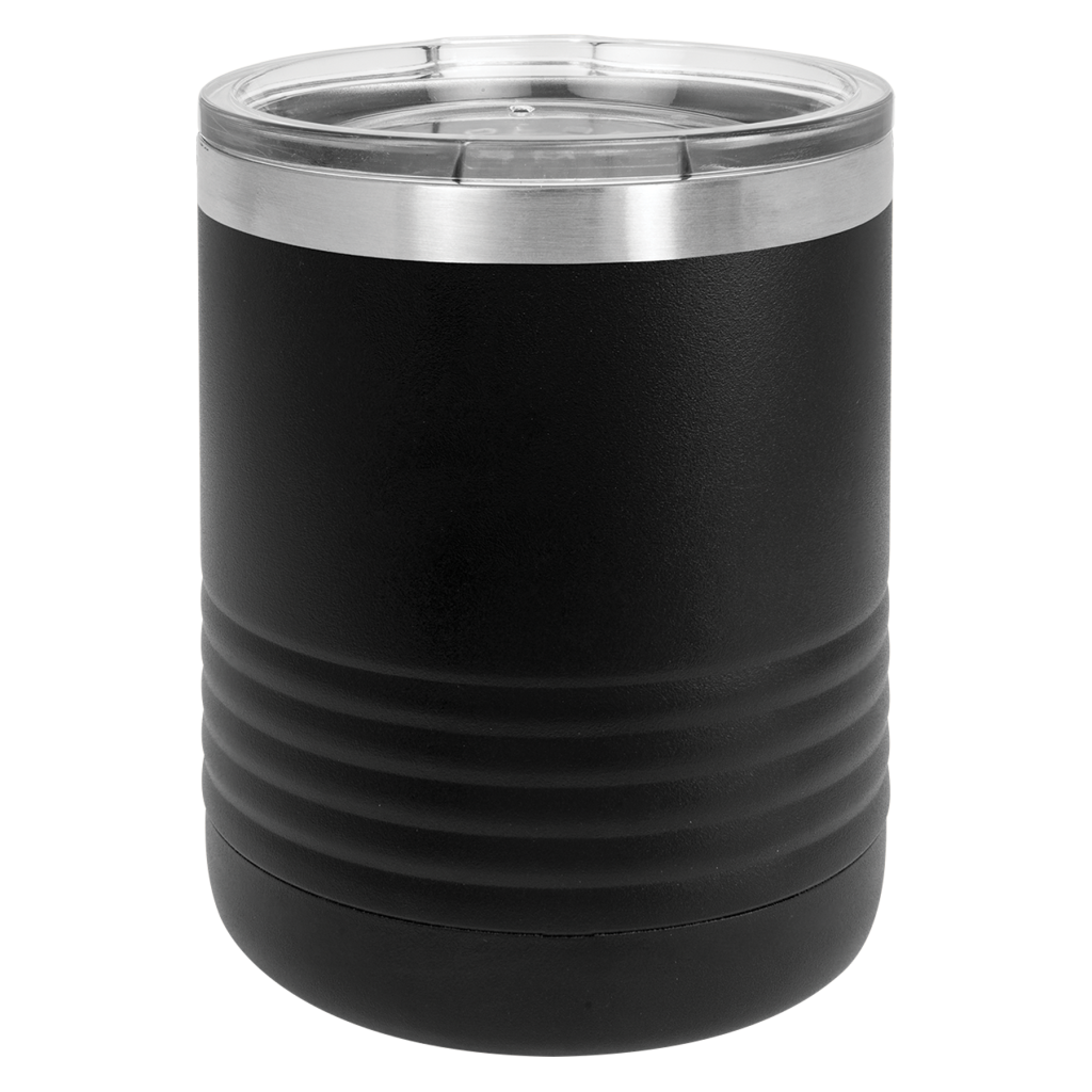 Polar Camel 10 oz. Black Vacuum Insulated Ringneck Tumbler with Clear Lid