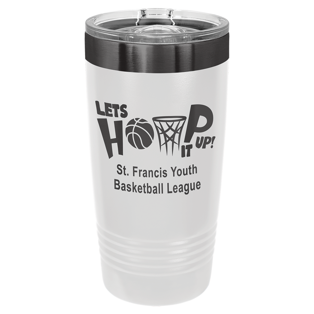 Polar Camel 20 oz. White/Ghost Black ION-Plated Ringneck Tumbler with Slider Lid