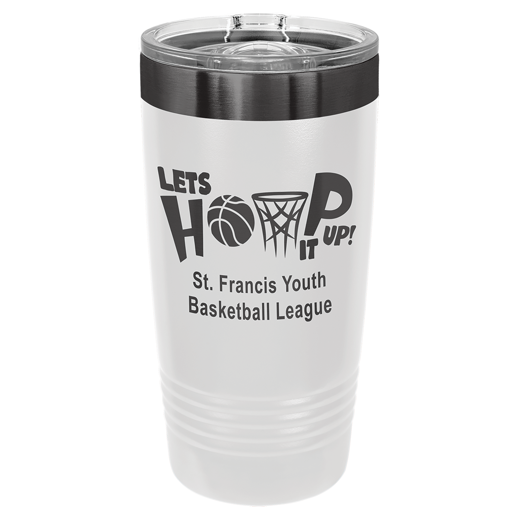 Polar Camel 20 oz. White/Ghost Black ION-Plated Ringneck Tumbler with Slider Lid