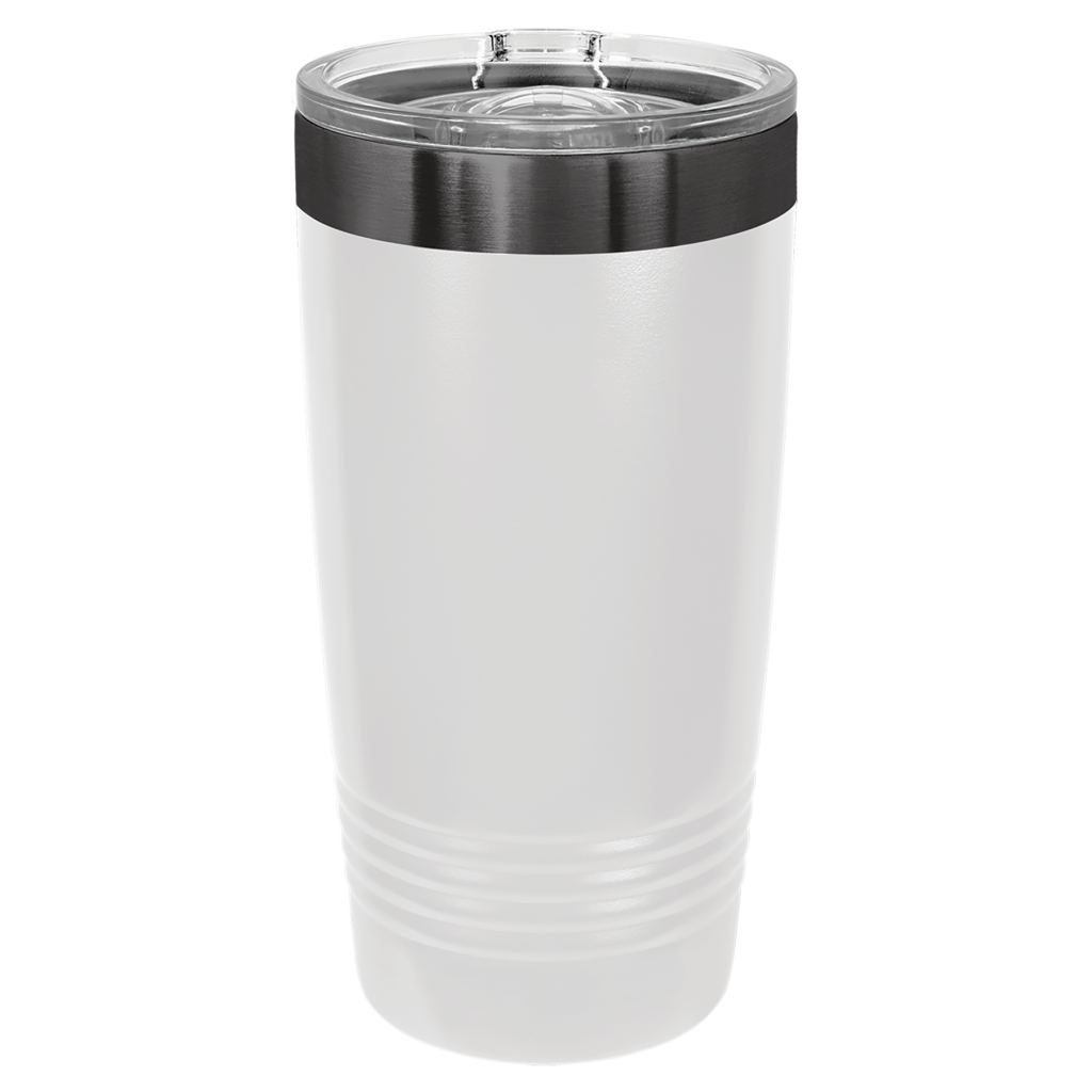 Polar Camel 20 oz. White/Ghost Black ION-Plated Ringneck Tumbler with Slider Lid