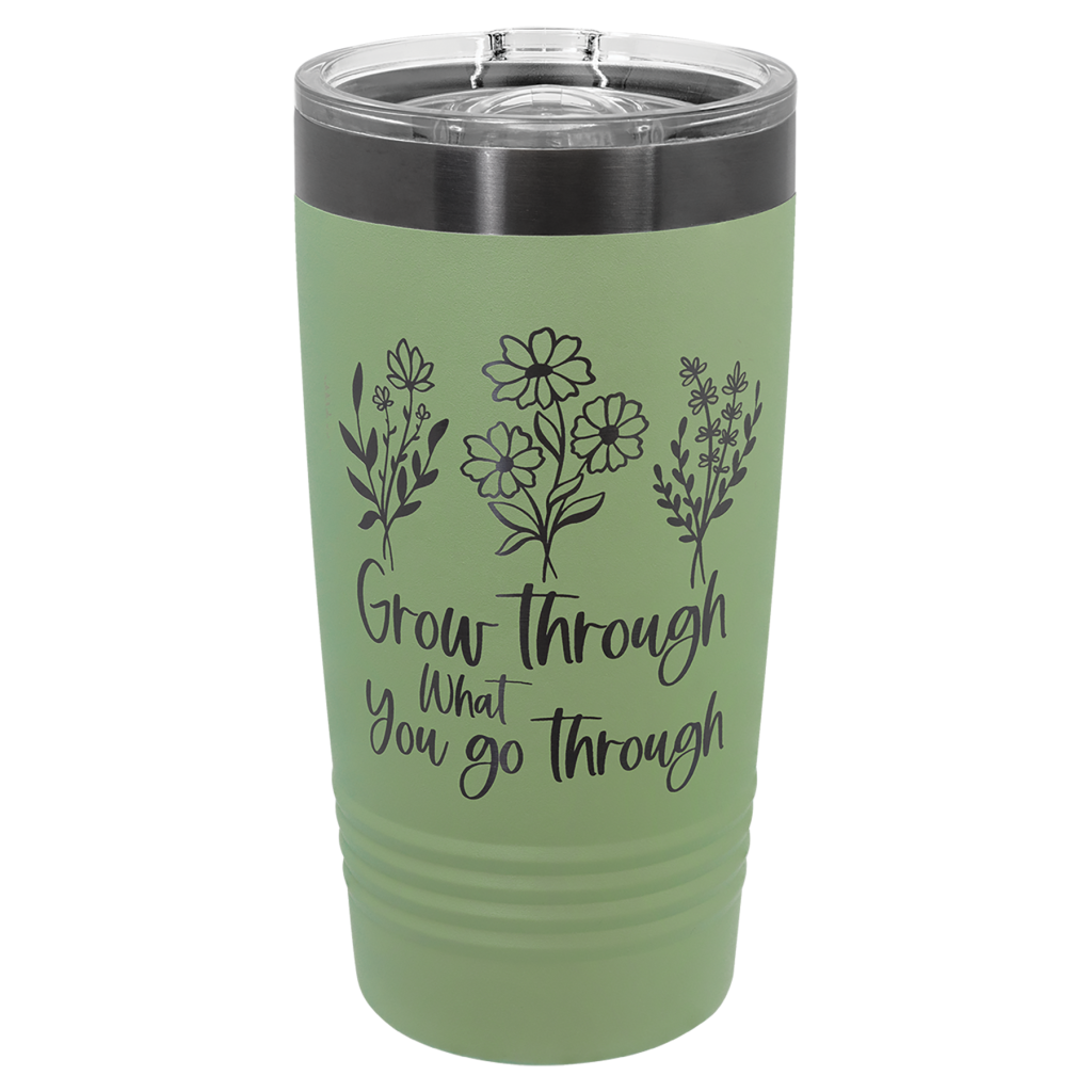 Polar Camel 20 oz. Summer Sage/Ghost Black ION-Plated Ringneck Tumbler with Slider Lid