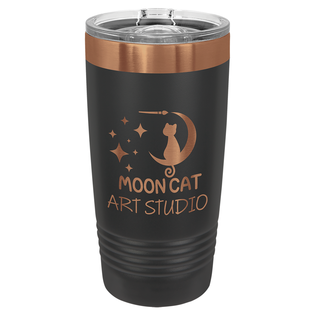 Polar Camel 20 oz. Black/Rose Gold ION-Plated Ringneck Tumbler with Slider Lid