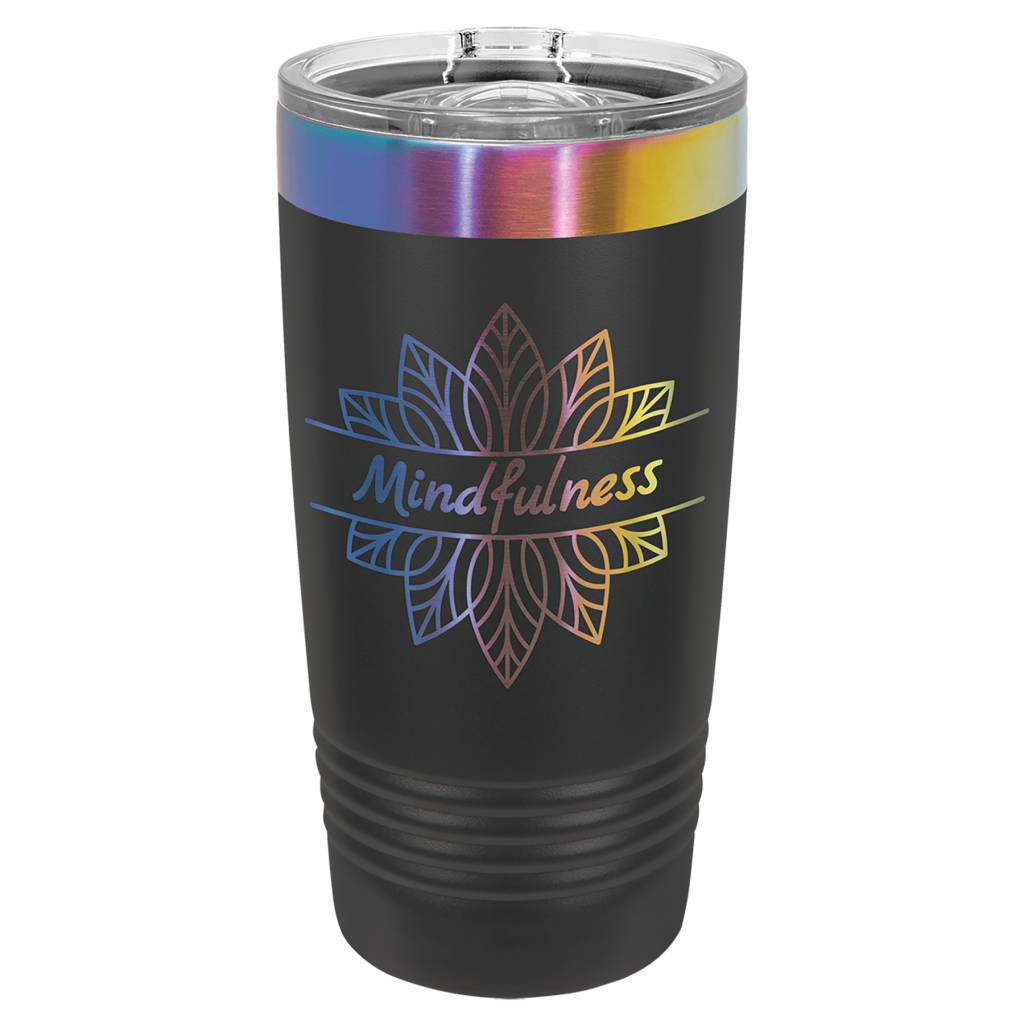 Polar Camel 20 oz. Black/Prism ION-Plated Ringneck Tumbler with Slider Lid