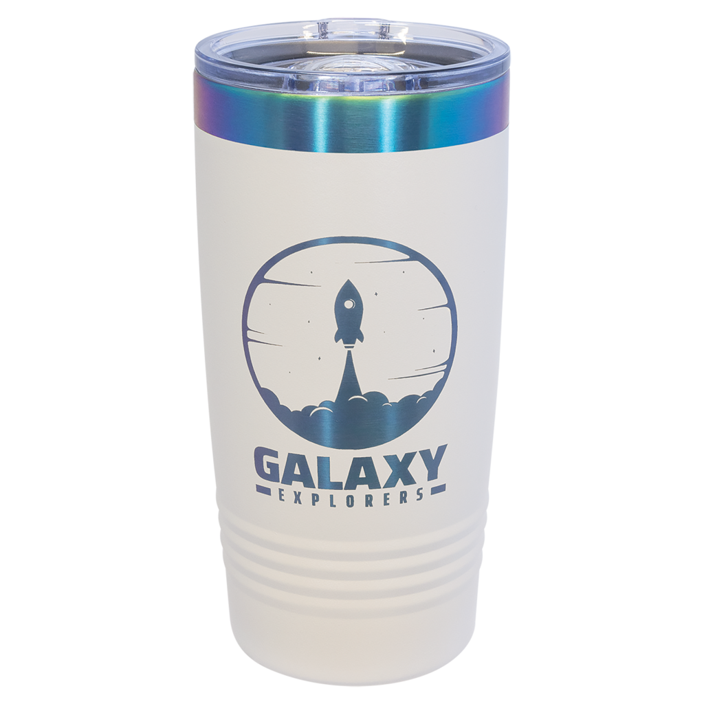 Polar Camel 20 oz. White/Prism ION-Plated Ringneck Tumbler with Slider Lid