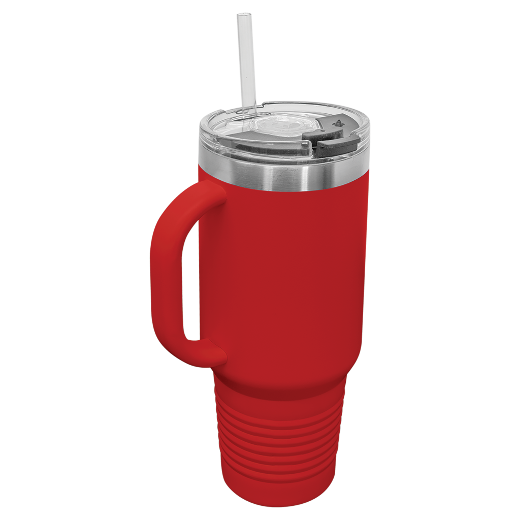 Polar Camel 40 oz. Red Travel Mug with Handle, Straw Included