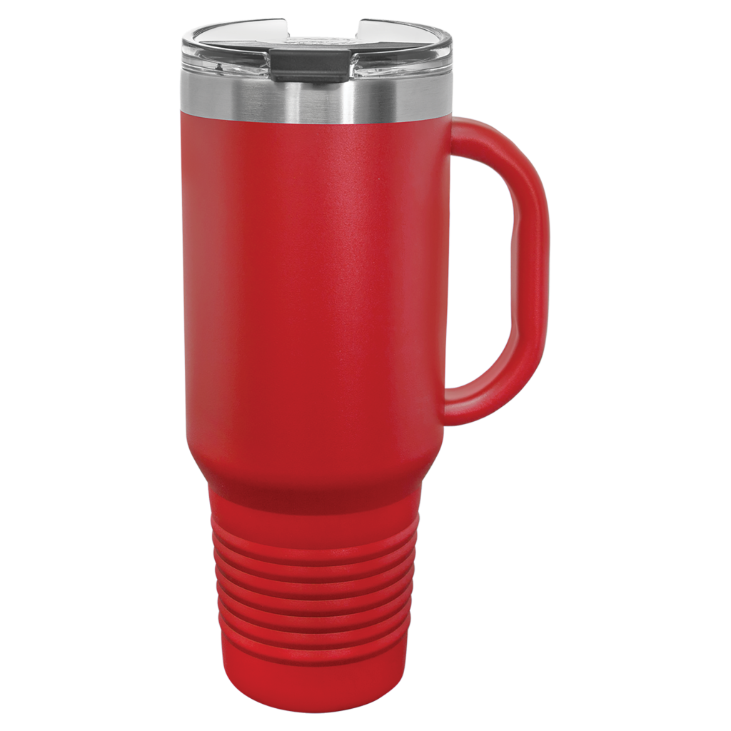 Polar Camel 40 oz. Red Travel Mug with Handle, Straw Included