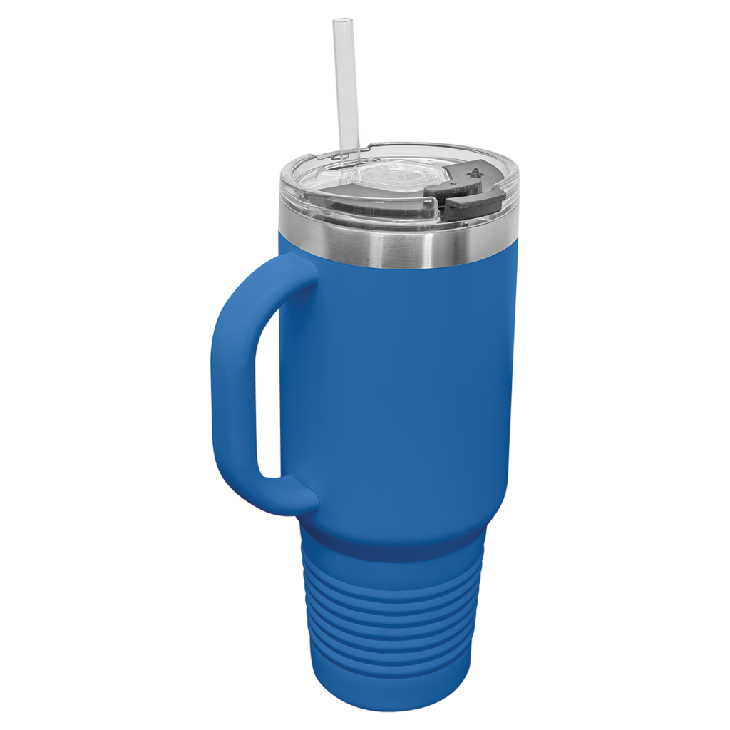 Polar Camel 40 oz. Royal Blue Travel Mug with Handle, Straw Included