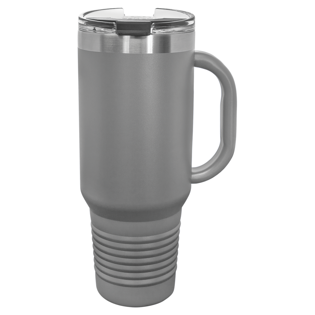 Polar Camel 40 oz. Dark Gray Travel Mug with Handle, Straw Included