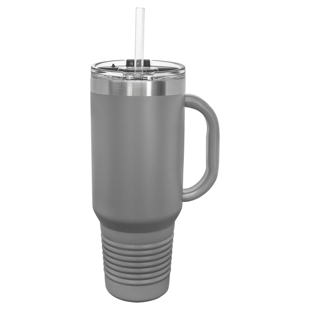 Polar Camel 40 oz. Dark Gray Travel Mug with Handle, Straw Included