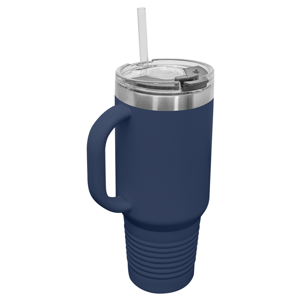 Polar Camel 40 oz. Navy Blue Travel Mug with Handle, Straw Included