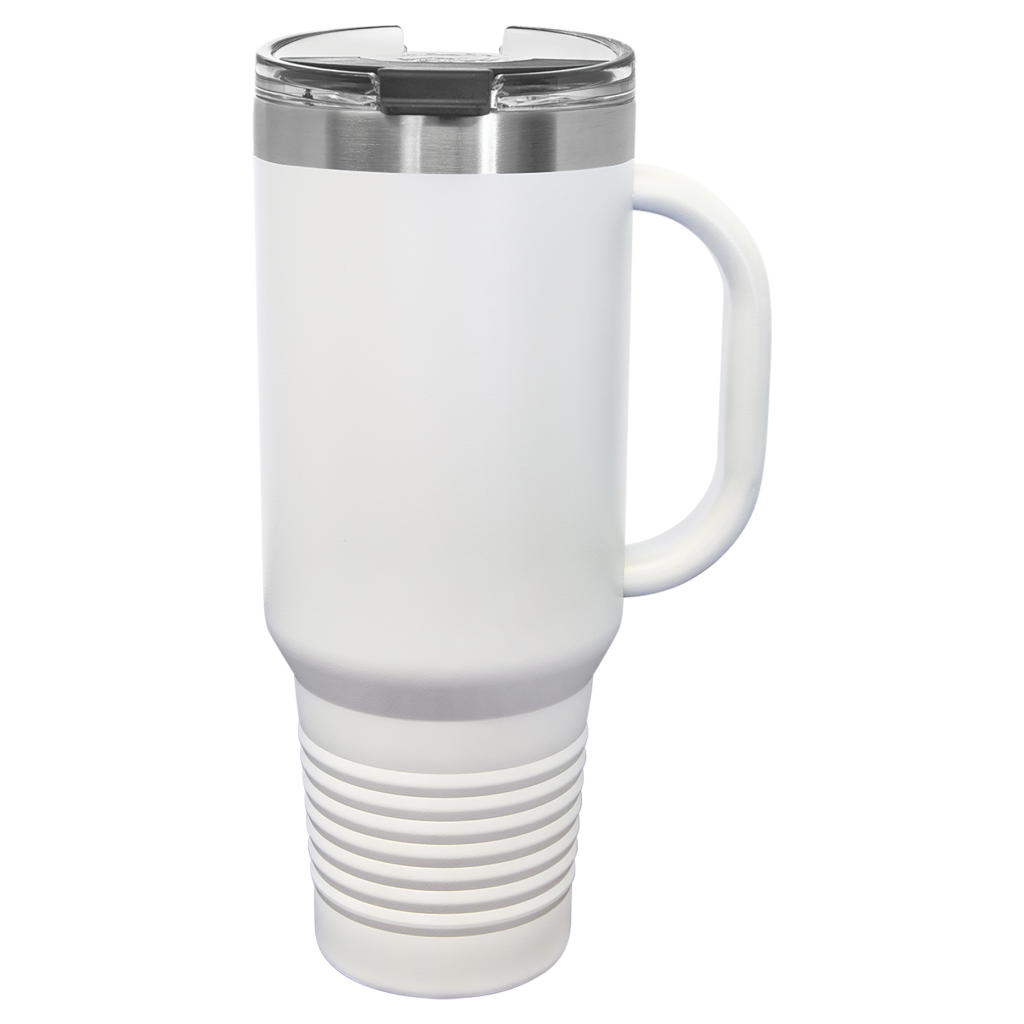 Polar Camel 40 oz. White Travel Mug with Handle, Straw Included