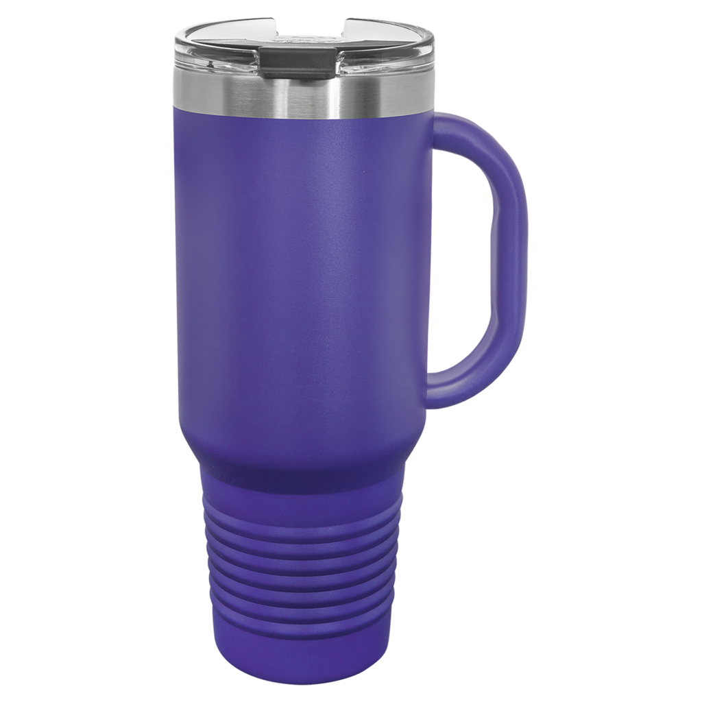 Polar Camel 40 oz. Purple Travel Mug with Handle, Straw Included