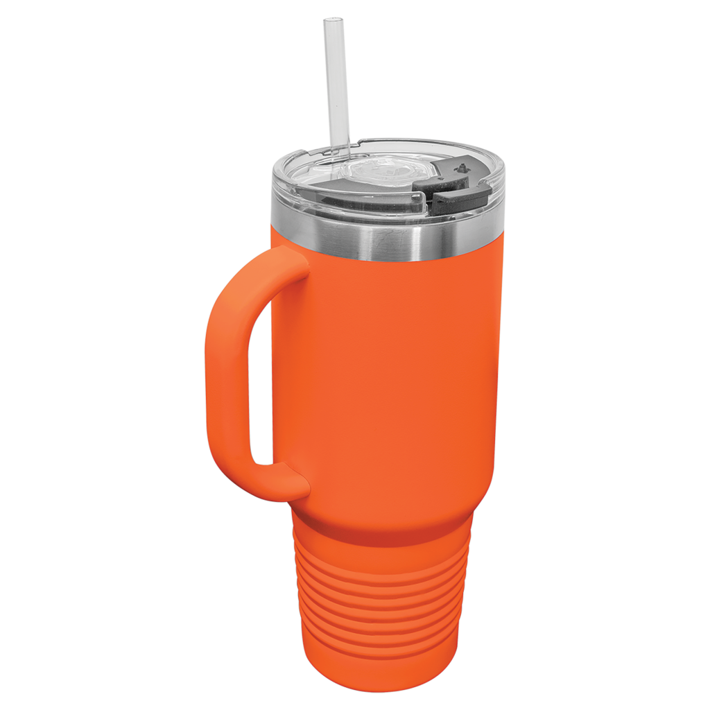 Polar Camel 40 oz. Orange Travel Mug with Handle, Straw Included